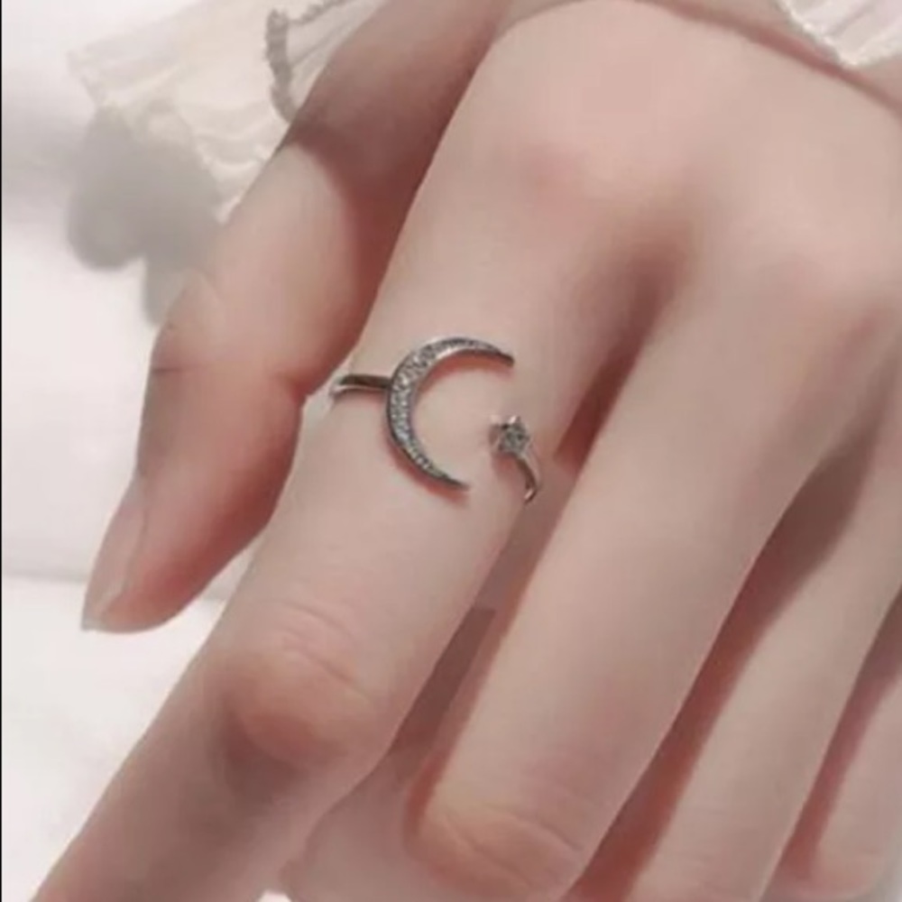 NEW 💎 925 Sterling Silver Moon Star Ring - Picture 6 of 7